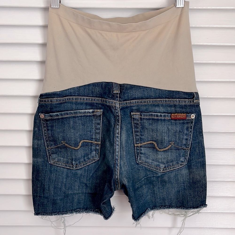 7 For All Mankind Jeans x A Pea in the Pod Custom Cut Off Shorts New York Dark